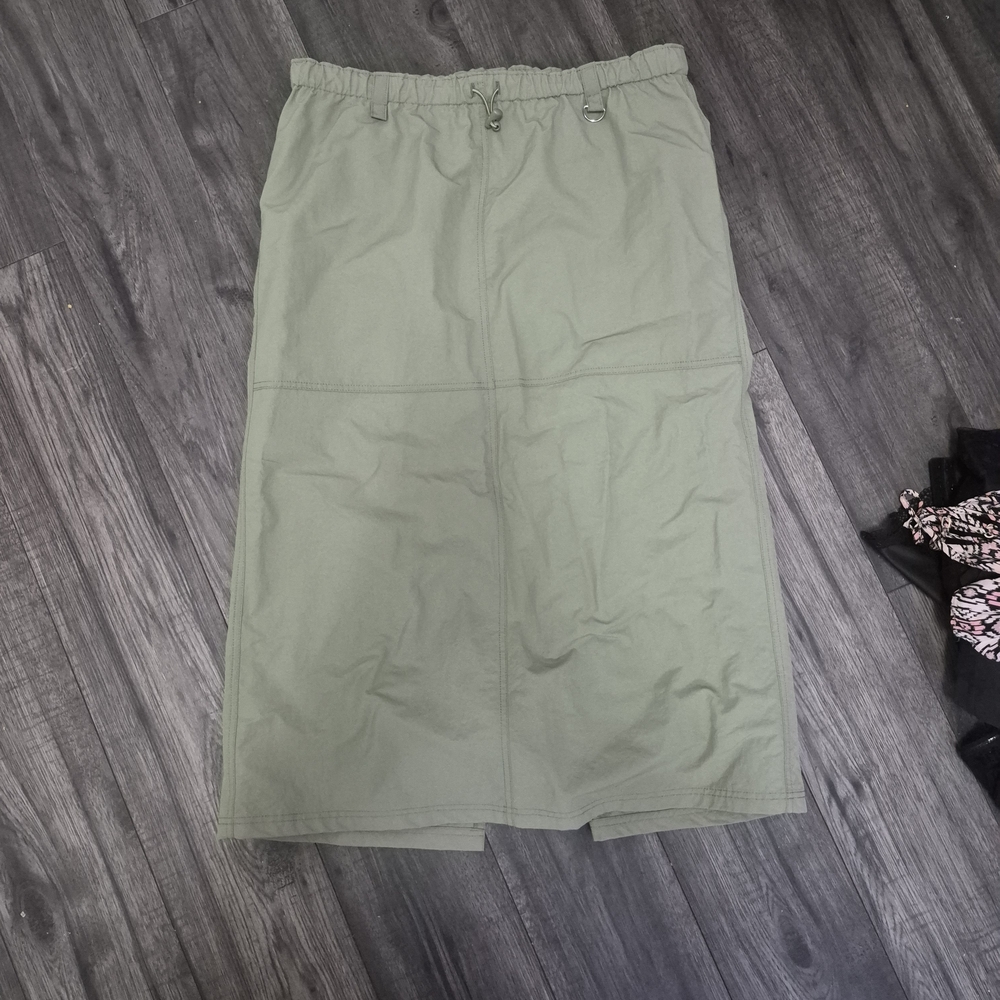 ARDENE Olive Green Drawstring Midi Skirt - Size M